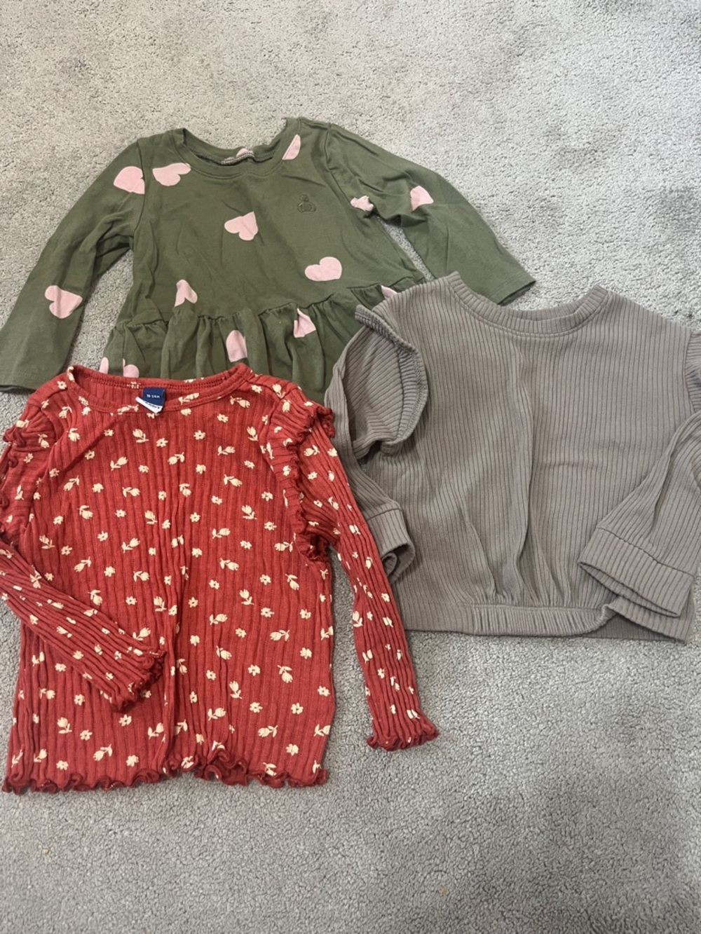 Lot of 3 Toddler Girl Long-Sleeve Tops